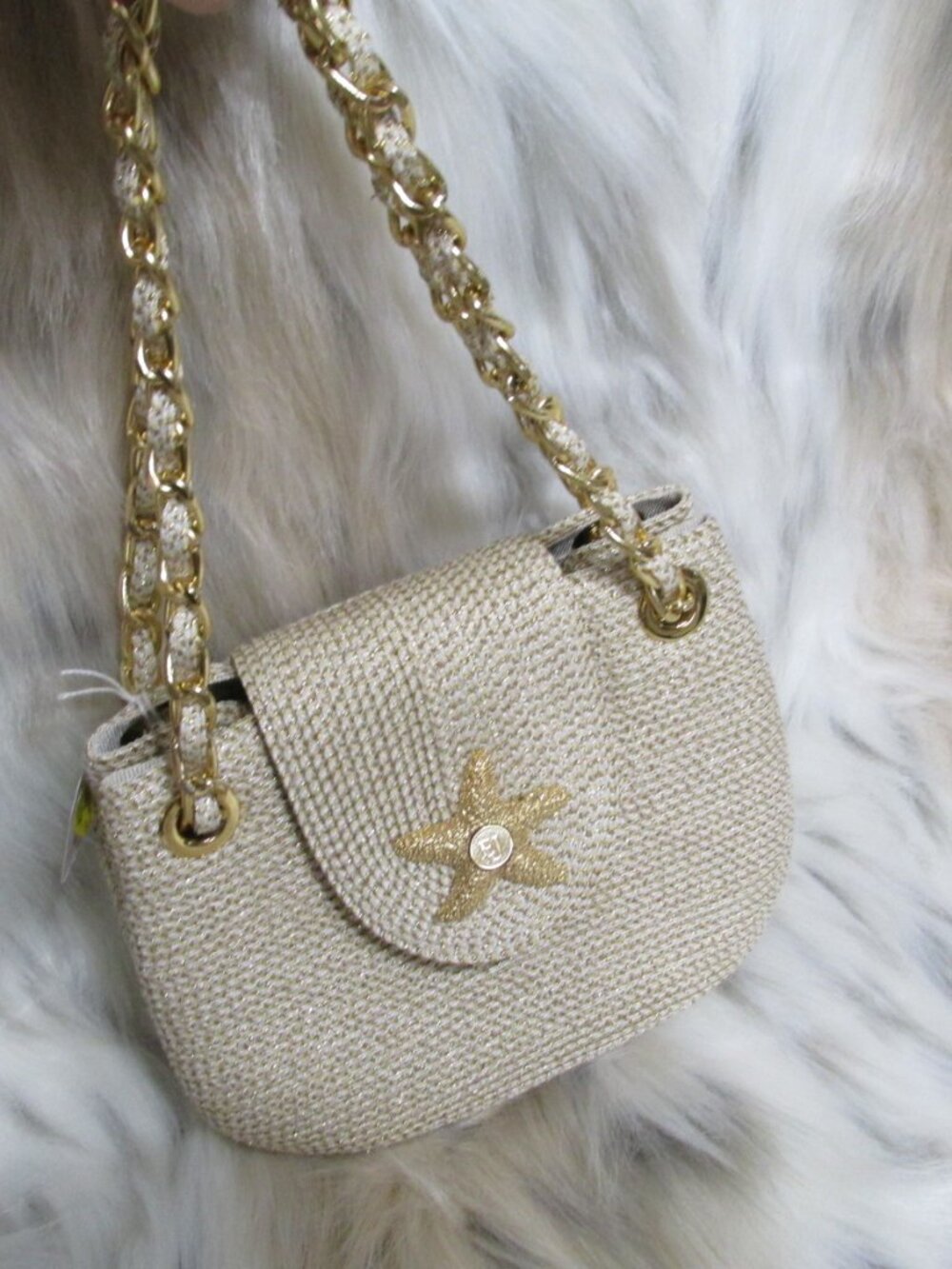 P2927-NWOT Eric Javits Mini Squishee Starfish Woven Bag